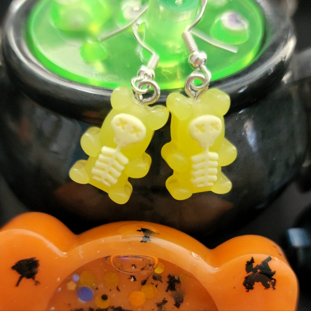 Gummy bear skeleton earrings